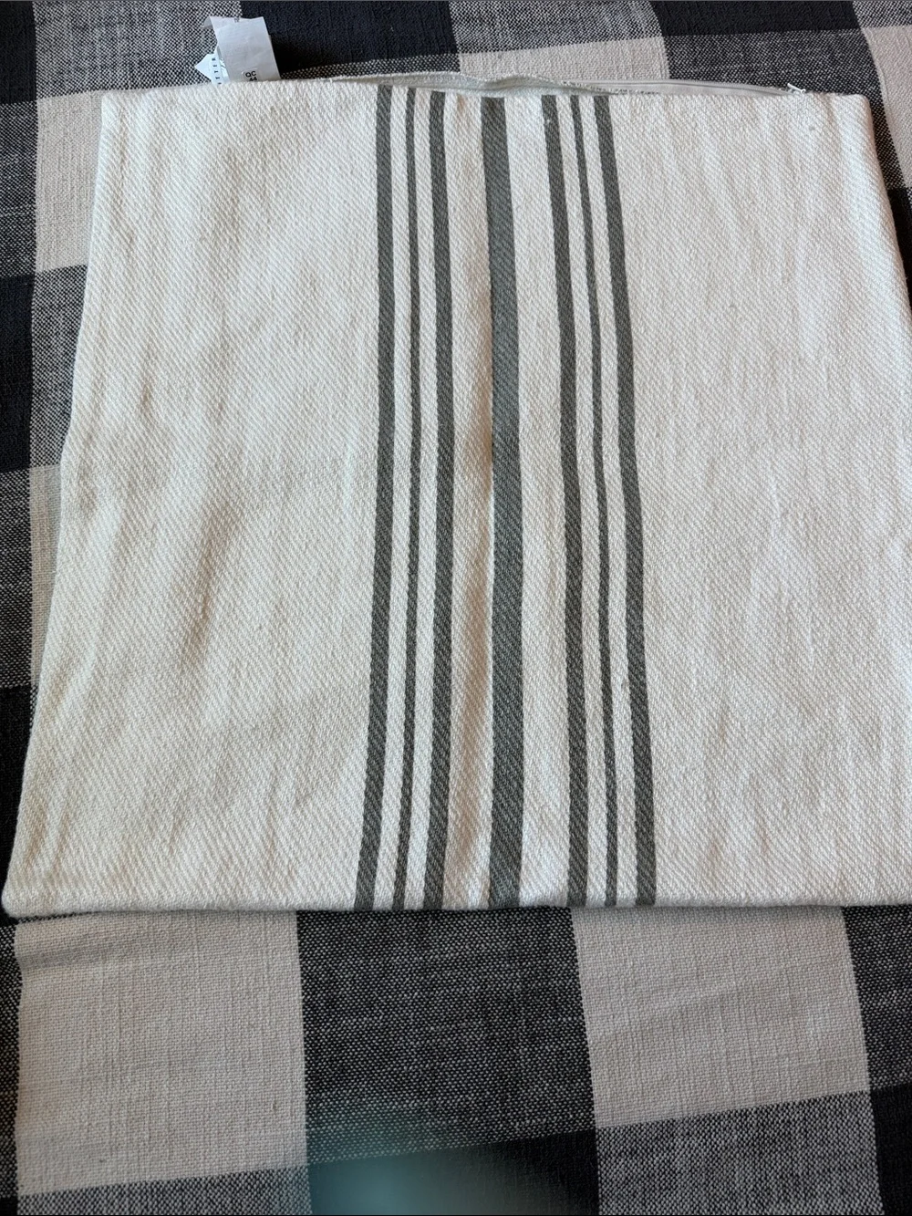 Pottery Barn Striped Pillow Cover in Cream and Gray